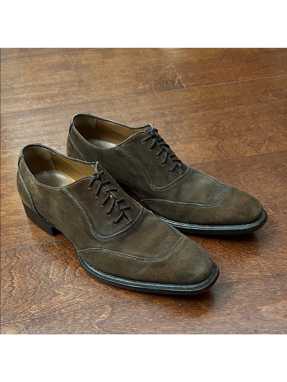 Mezlan Men's Ambrose Brown Suede Lace-Up Oxfords with a Tapered Toe, Size 9.5